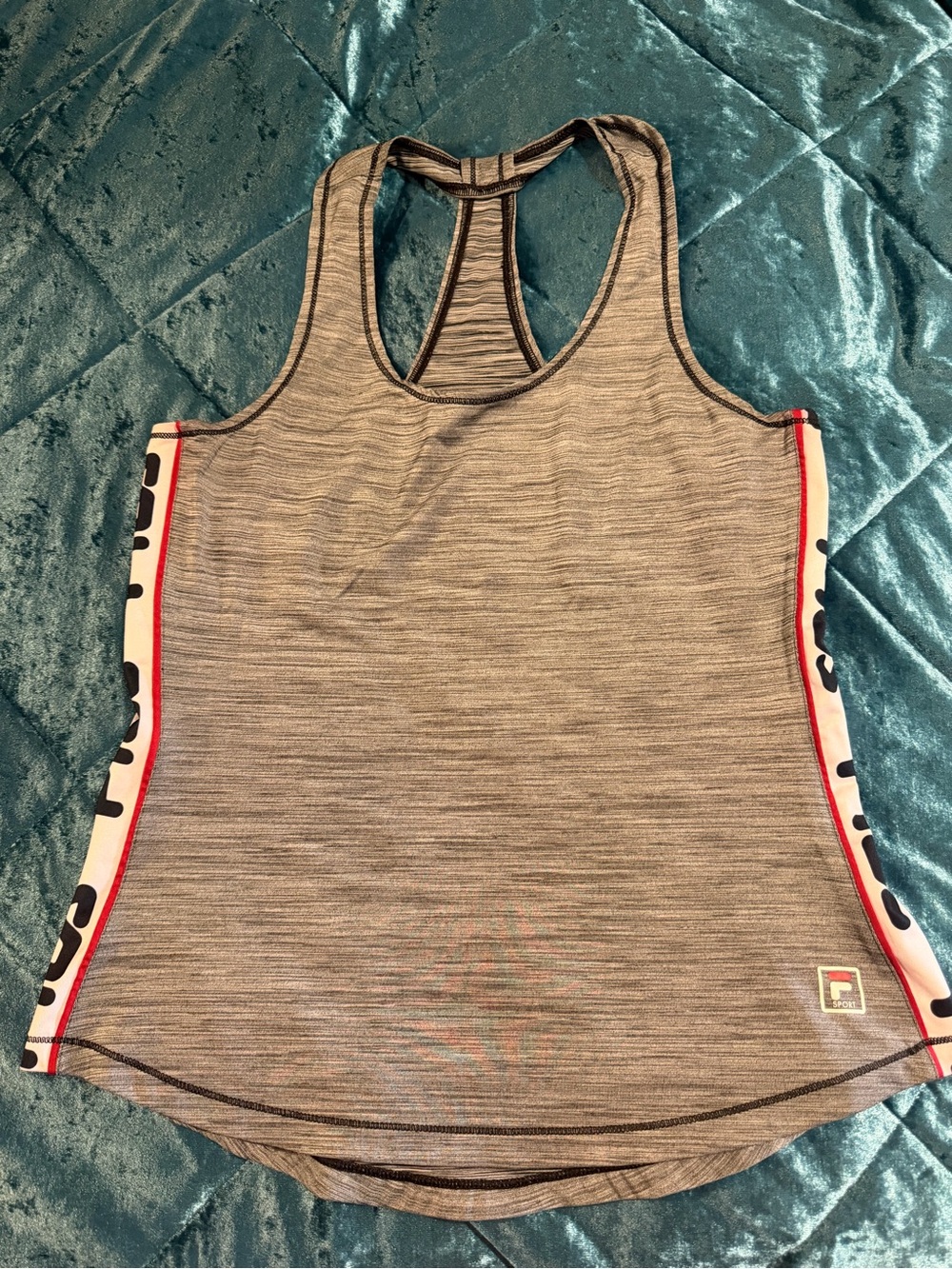 Fila Women's Gray Racerback Tank with Side Logo Stripe